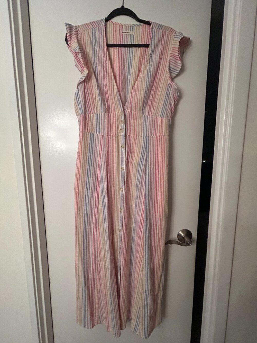 Rainbow Striped Camila Midi Dress | Marine Layer | L (NWOT)